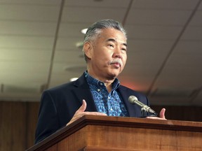 Hawaii Governor David Ige answers questions during a hearing in Honolulu, Friday, Jan. 19, 2018.