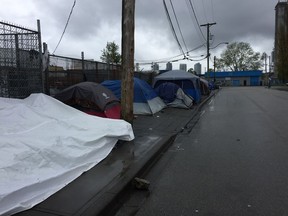 Tents on 135A Street, also known as the Surrey Strip.