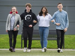 From left, Nerissa Kassis, Nick Murray, Nika Asgari and Julian Miller are among the top 88 candidates out of 5,000 for the $100,000 Loran Scholars Foundation Award.
