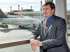 Bruce Hood, who after his NHL refereeing days served as, among other positions, the air travel complaints commissioner, is pictured at the Calgary International Airport in 2000.