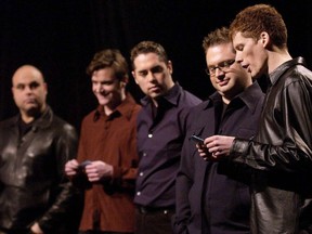 The Barenaked Ladies - Tyler Stewart, Kevin Hearn, Ed Robertson, Steven Page, and Jim Creeggan - read the nominees for the 2002 Juno Awards. The band isn't getting back together with Steven Page, but for a few minutes at the Juno Awards it might almost feel that way. Nearly a decade after the co-founder of Canada's boisterous pop buddies departed, Page has confirmed he'll stand alongside Ed Robertson and his bandmates as they're inducted into the Canadian Music Hall of Fame.