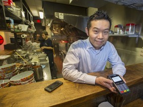 Vancouver, BC: JANUARY 17, 2018 -- Tatsushi Koizumi is the general manager of the Marutama Ramen chain of three restaurants in Vancouver, BC. By next month all three of the restaurants will be cash-free, accepting only debit and credit cards for payment.