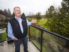 Ken McBain, co-chair of the Coyote Creek Action Committee. The residents of two strata are opposing the multi-family development that is proposed for the north end of Eaglequest Coyote Creek golf course, which is adjacent to their homes.