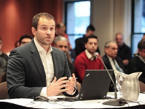Michael van Hemmen of Uber Canada talks at an all-party committee on ride-sharing in Vancouver on Jan. 8.