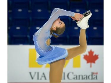 Sandrine Bouchard of Quebec performs in Novice Women on January 9. Sandrine placed 3rd.