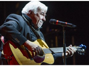 Jim Byrnes performs during A Celebration of Life to Leon Bibb at the Arts Club Theatre on Granville Island in Vancouver, B.C.