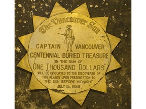 A brass plaque for a 1958 Vancouver Sun contest recently turned up at a Langley scrapyard.
