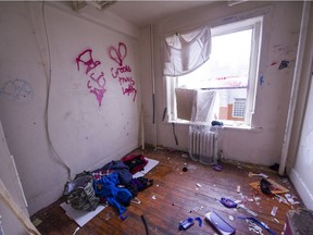 Inside one of the hotels in the Downtown Eastside in Vancouver on May 11, 2017.