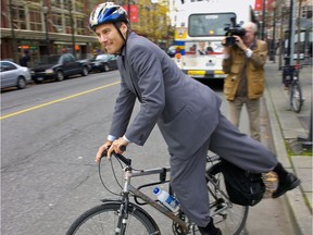 Gregor Robertson on his bike.