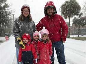 Laura and Ed Thompson pose for a photo with their children Stephen, left to right, Claire and Jane in this undated handout photo. In 2015 after Ed Thompson enrolled in an experimental psychotherapy trial that used clinical-grade MDMA, also known as the party drug ecstasy, to treat patients suffering from severe cases of post-traumatic stress disorder. Thompson said the experience saved his life and kept his family together.