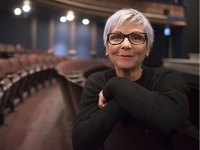 Jill Daum poses for a photo at the Belfry theatre in Victoria on Jan. 25. Jill, the wife of Spirit of the West frontman John Mann, has written a play about how the family is struggling with Mann's Alzheimer's disease.