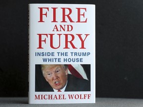 A copy of the new book "Fire and Fury: Inside the Trump White House" in Washington, Friday, Jan. 5, 2018.