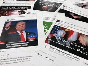 Some of the Facebook and Instagram ads linked to a Russian effort to disrupt the American political process and stir up tensions around divisive social issues, released by members of the U.S. House Intelligence committee in early 2018.
