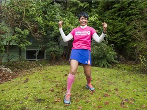 Pushpa Chandra, seen here in her Point Grey front yard, is running seven marathons on seven continents in seven days to raise funds for Plan International's Schools on Wheels.
