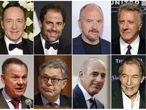 Accused of sexual misconduct: top row from left, Kevin Spacey, Brett Ratner, Louis C.K., Distin Hoffman, and bottom row from left, former Alabama Senate candidate Roy Moore, Sen. Al Franken, D-Minn., former "Today" morning co-host Matt Lauer and former "CBS This Morning" co-host Charlie Rose.