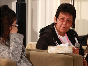 Shayleen Goforth, left, and Maxine Goforth tell the National Inquiry into Missing and Murdered Indigenous Women and Girls about Kelly Goforth, a 21-year-old mother of a baby boy who was murdered in 2013. The inquiry has set new hearing dates for Vancouver and Prince George.