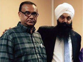 Jaspal Atwal, a Surrey businessman and a one-time member of the now-banned International Sikh Youth Federation, with Surrey Centre Liberal MP Randeep Sarai. Sarai took the blame Thursday for getting Atwal an invitation to a dinner being given by Trudeau in India. The photo was posted to the Facebook site of Surrey's New Wave Communications after the 2015 election.