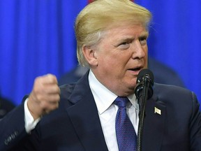 US President Donald Trump delivers remarks at Sheffer Corporation in Blue Ash, Ohio  on February 5, 2018.