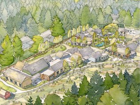 Artist illustration of The Village, a community specifically designed for up to 78 people with dementia. It will be the first of its kind in Canada.