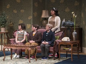 Jaime MacLean, Glen Gordon, Nolen Dubuk, Janet Gigliotti in Fun Home. Photo David Cooper. For 0303 theatre review fun home [PNG Merlin Archive]