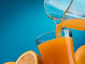 An eight-ounce glass of orange juice contains 2.5 times the sugar and just one-third the fibre of an actual piece of fruit.