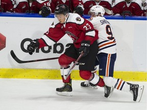 The Vancouver Giants and winger Tyler Ho (left) have three of their final 10 remaining WHL regular season games against winger Jackson Shepard and the Kamloops Blazers. (Photo: Gerry Kahrmann, PNG files)