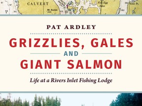 Cover of new book by Pat Ardley, called Grizzlies, Gales and Giant Salmon.