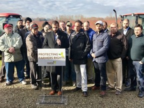 Members of the Richmond Farmland Owners Association hold a press conference on Feb. 16, 2018.