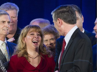 Andrew Wilkinson ( R ) and Dianne Watts ( L ) on stage fter Wilkinson was elected leader at the BC Liberal party leadership convention at the vote at the BC Liberal party leadership convention, Vancouver, February 03 2018.