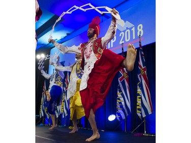 Bhangra Dancers perform on stage  at the BC Liberal leadership convention at the Wall, Vancouver, February 03 2018.