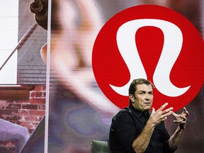 Laurent Potdevin, then-CEO of Lululemon, addresses the Gateway Conference in Toronto on Sept. 25, 2017. THE CANADIAN PRESS/Christopher Katsarov