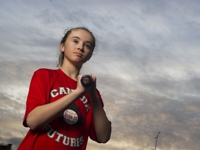 Nola Mountain is a high-level softball player, pictured here in Surrey on Feb. 2.