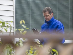 Tom Williams, against whom a write of seizure and sale was recently filed by the B.C. Securities Commission, in his Surrey, BC home's backyard Thursday, October 26, 2017.