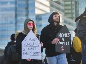 A couple of hundred people attended a housing rally in Vancouver, BC,  February 18, 2018.
