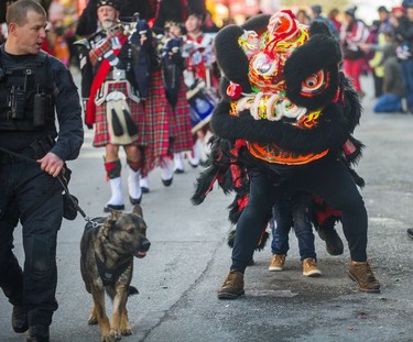 Thousands of people turned out for the Chinese Lunar New Year Parade, Year of the Dog, in Chinatown, Vancouver, BC,  February 18, 2018.