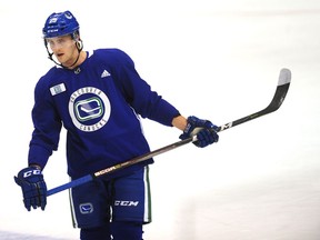 Defenceman Philip Holm worked out with the Canucks on Thursday in Vancouver before heading to Las Vegas with the NHL club for Friday's game against the Vegas Golden Knights.