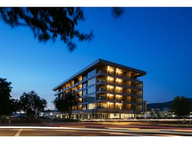 Commercial Wood Design winner: HDR / CEI Architecture Associates Inc., from Vancouver with Penticton Lakeside Resort -- West Wing

The six-storey, 70-suite West Wing at Penticton Lakeside Resort is constructed of mass timber and features perhaps the most extensive use of cross-laminated timber (CLT) panels in any building in the Okanagan. [PNG Merlin Archive]