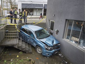 FILE PHOTO - Result of a two-vehicle accident on West 15th near Granville street in Vancouver, B.C., April 19, 2017.