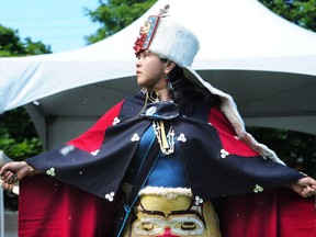 FILE PHOTO - Members of the Git Hayetsk mask dancing group in action at National Aboriginal Day at Trout Lake with a community-based, full day of events set to showcase and celebrate the diversity of Indigenous people across Canada, in Vancouver, BC., June 21, 2017.