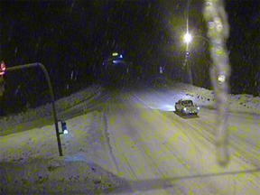 The view from a traffic camera on Highway 1 and Highway 23 in Revelstoke.