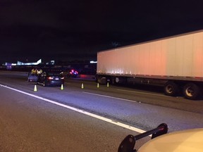 The collision, involving a semi-trailer near the King Edward interchange, happened shortly after 8 p.m.