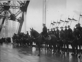 The honour guard at the opening of the Pattullo Bridge in November, 1937.