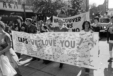 September 9, 1979 photo of fans welcoming the Vancouver Whitecaps home after winning the 1979 Soccer Bowl in New York against the Tampa Bay Rowdies.