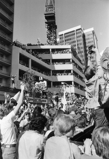 September 9, 1979 photo of fans welcoming the Vancouver Whitecaps home after winning the 1979 Soccer Bowl in New York against the Tampa Bay Rowdies.