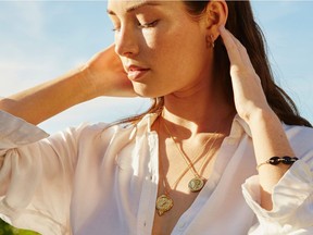 A model wears pieces from the Vancouver-based brand Pamela Card Jewelry.