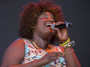 The Suffers lead singer Kam Franklin delivers her soulful singing at the Mount Currie stage at the Pemberton Music Festival, July 19, 2015.
