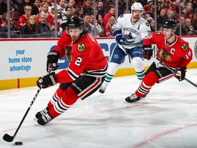 Some of the faces may be the same — for instance, Duncan Keith, Daniel Sedin and Jonathan Toews (left to right) — but the overall quality of the teams is not there when it comes to the Chicago Blackhawks and Vancouver Canucks. Still, all eyes will be on Keith to see if he pulls off any nasty moves. (Photo: Chase Agnello-Dean, NHLI via Getty Images files)