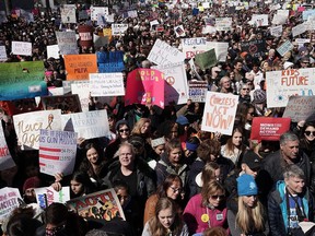 Protesters participate in the March for Our Lives rally March 24, 2018 in Washington, DC.