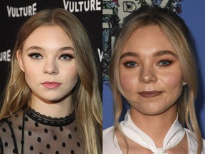 Kelowna actress Taylor Hickson in an image before (left) and after her on-the-job injury.