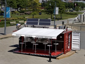 A new concept restaurant located inside shipping containers is coming to Granville Island. The concept is demonstrated in this 2009 file photo of Muv Box, a restaurant made inside a converted shipping container and located in the Old Port of Montreal.